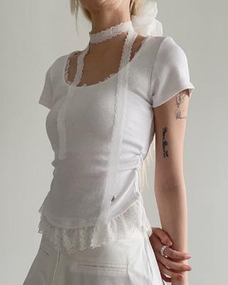 edge lace half tee (4color)