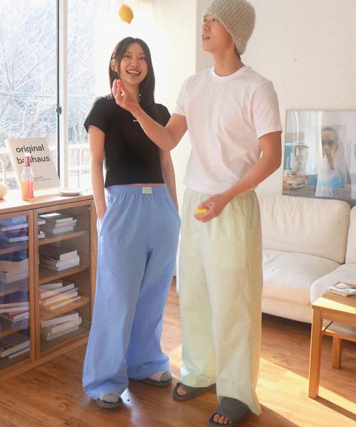 [선물포장,남녀공용] Cozy one-mile pants - Papaya Blue