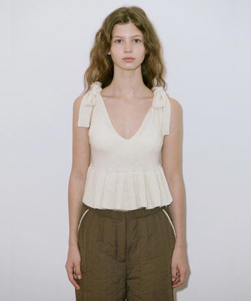 Ribbon Tie Frill Sleeveless (Ivory)
