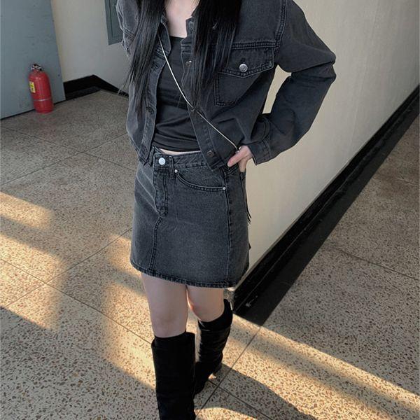 데일 흑청 미니 스커트