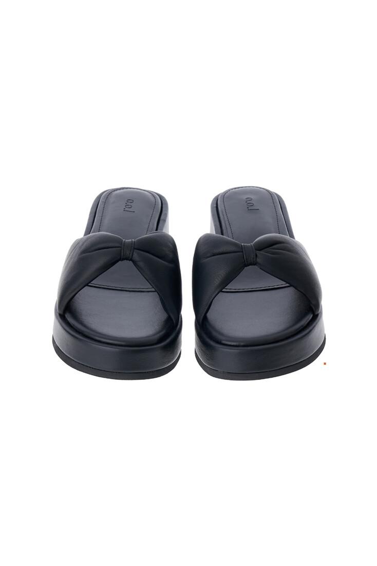 Puffer Ribbon Sandals / Black
