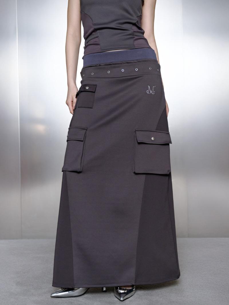 PRELUDE EYELET POINT POCKET LONG SKIRT 프렐루드 아일렛 포인트 포켓 롱 스커트