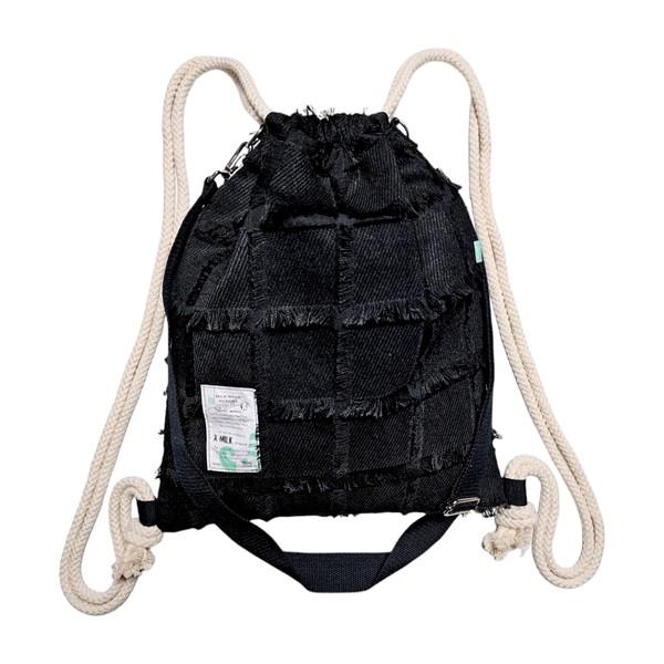 Grunge Square Pattern Cross Bag And Gym Sack / Black