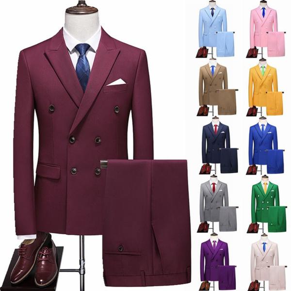 New Fashion Men's Wedding Two-piece Suit 14-color Suit Casual Slim Business Suit Jacket Party Suit XXS-5XL