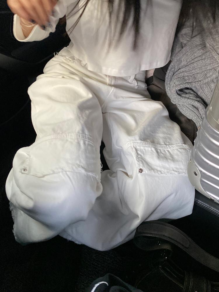 [주문 폭주] (1 color) 백 비죠 화이트 데님 팬츠 Back Buckle white Denim pants