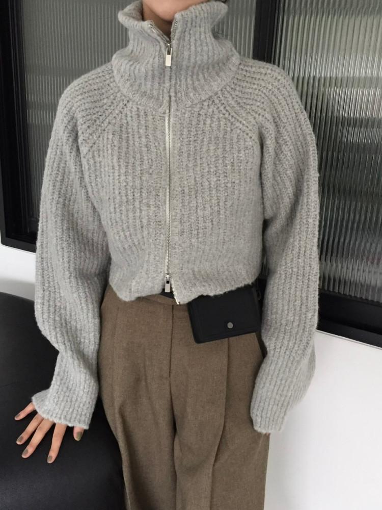 ZIP UP CROP KNIT 집업 크롭 니트