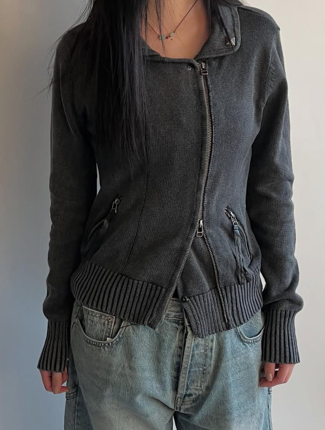 vintage knit zip up | 후루츠패밀리