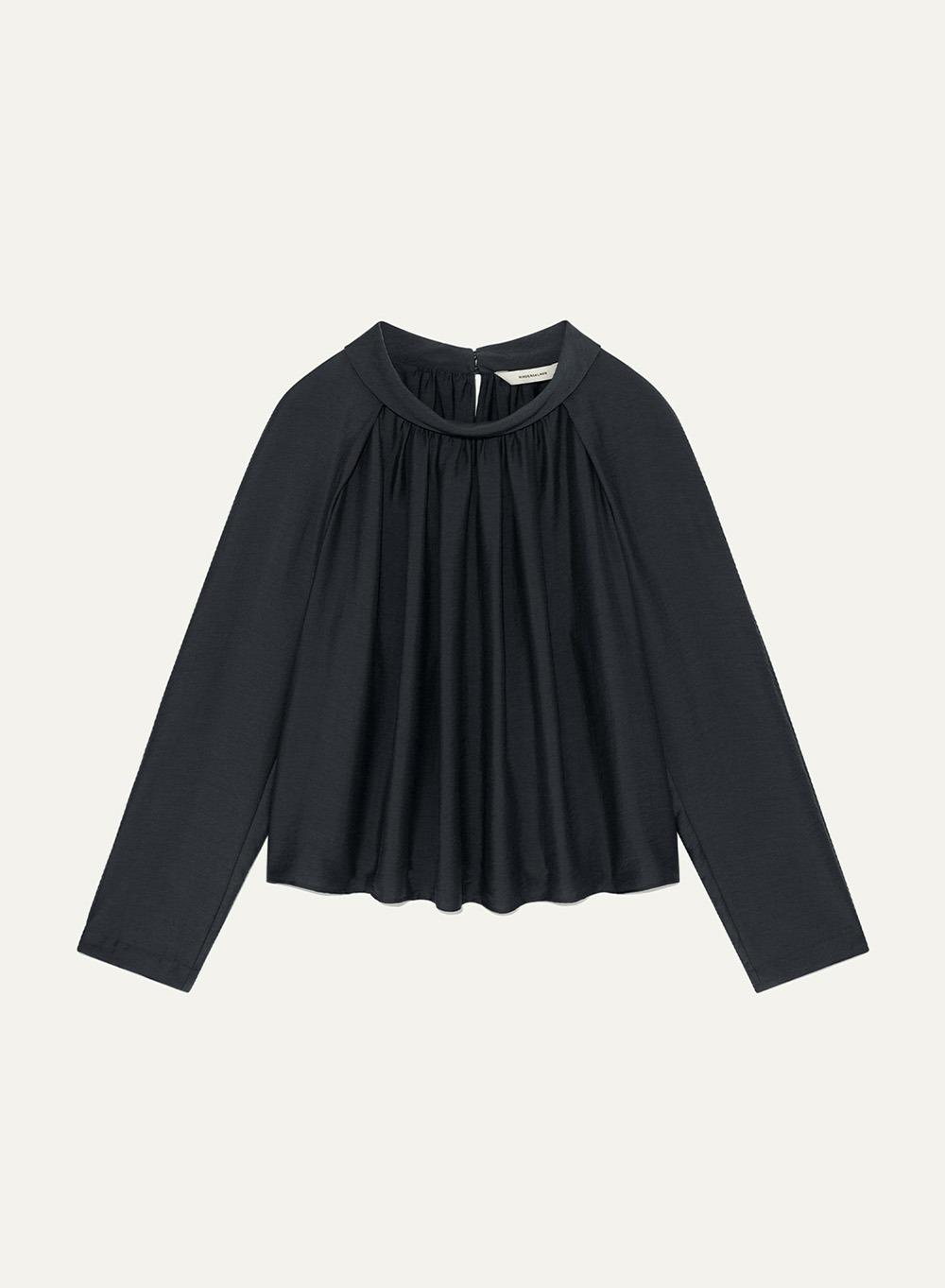 Shaped Gather Blouse Dark-Navy