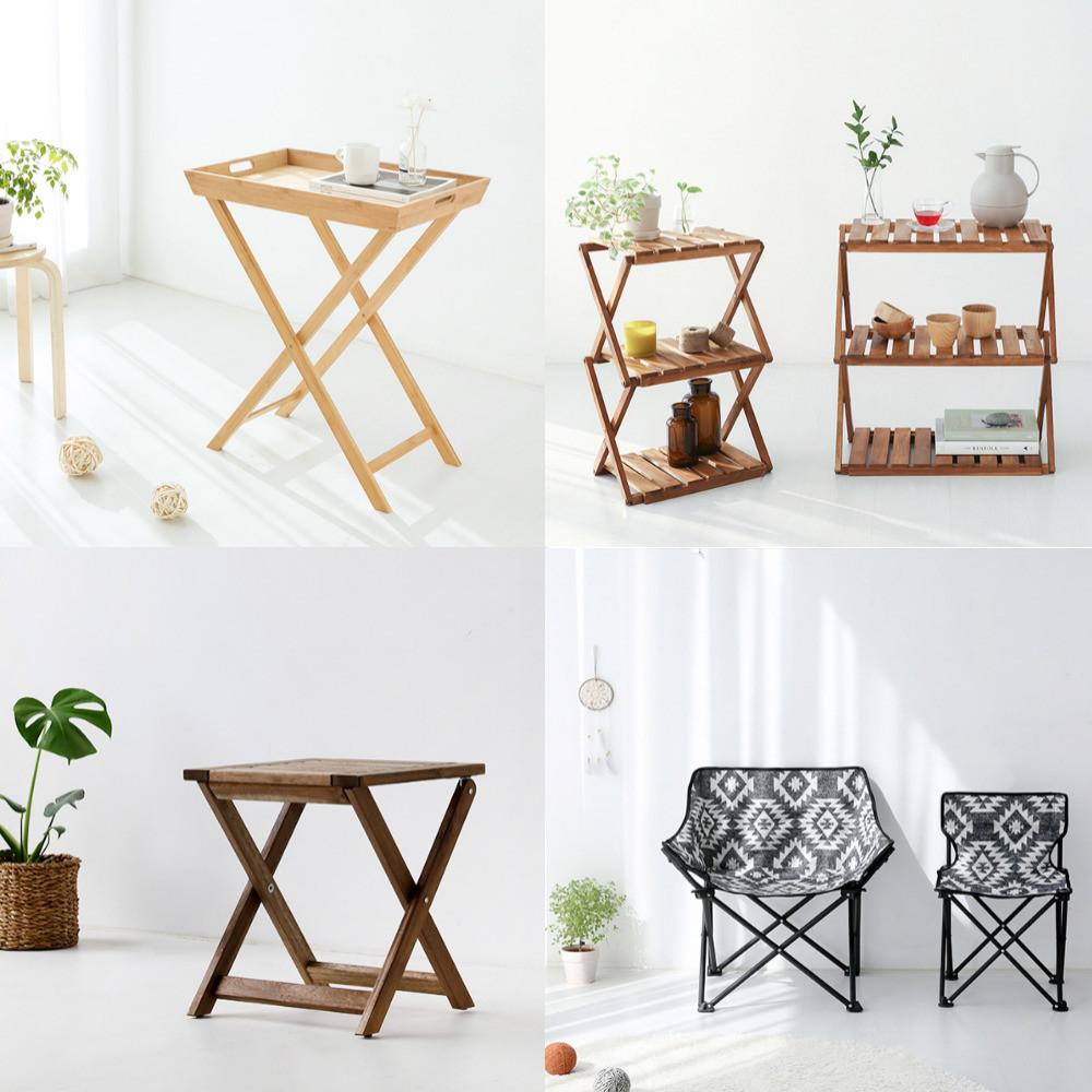 감성 캠핑 사이드 테이블 트레이 우드 선반 와인 거치대 캠핑 의자 용품 소품 마켓비