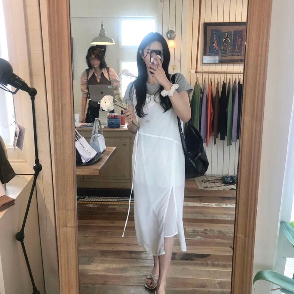 더블 레이어드 쉬폰 나시 원피스