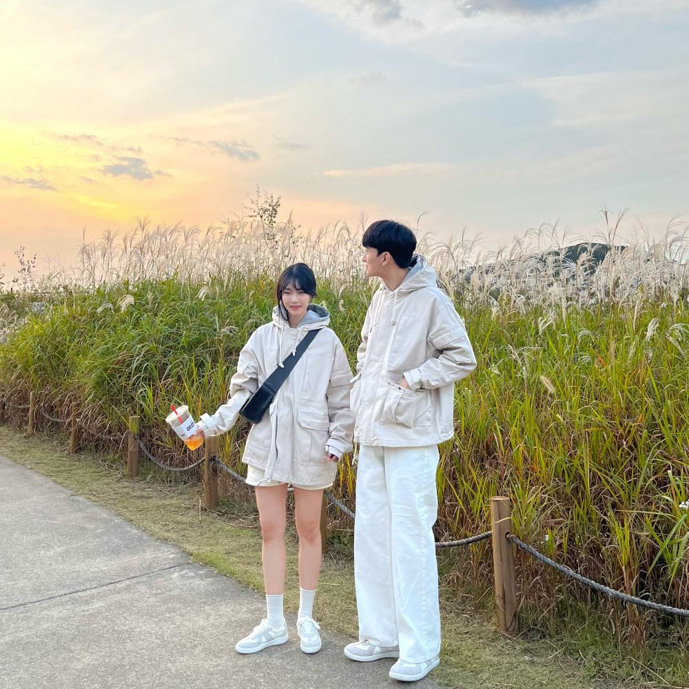 가을 봄 커플 아우터 데일리 데이트룩 빅사이즈 오버핏 야상 점퍼