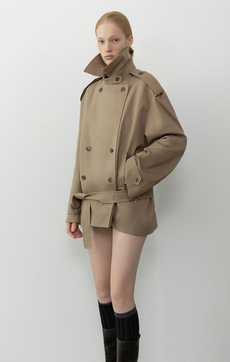 ARON BELTED COTTON-GABARDINE TRENCH JACKET