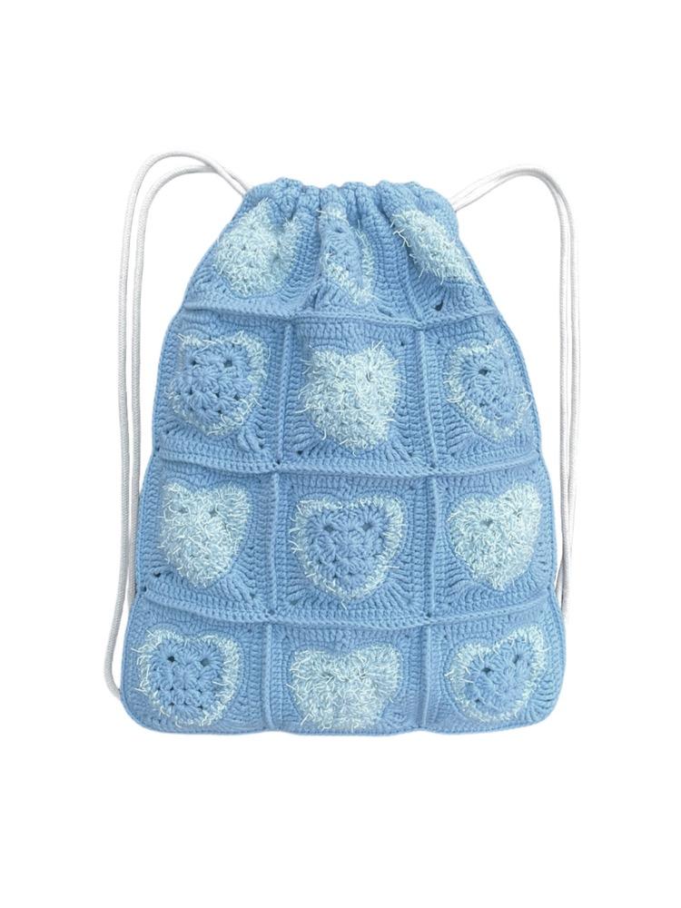 Heart crochet Gym sac / Pale blue (8/30 순차 배송)