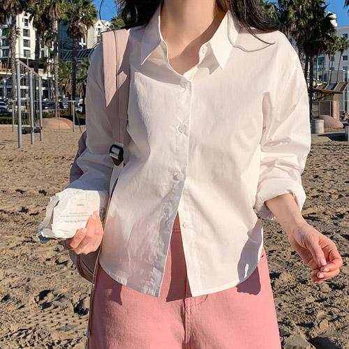 [당일발송🚚][크롭셔츠][MNLB] 에브리 데일리 세미크롭 컬러 코튼 셔츠