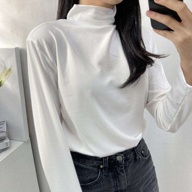 ♡여리핏♡목조이지않는 목티 데일리 무지 긴팔 반목티 폴라티 기모