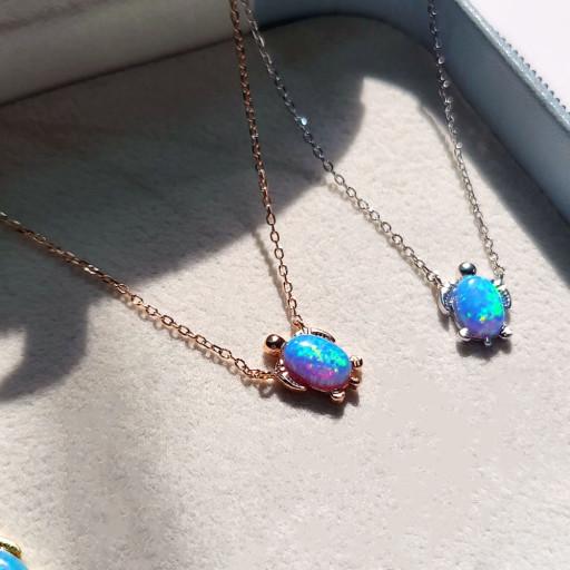 실버925 행운의 블루오팔 터틀🐢 12월탄생석 목걸이