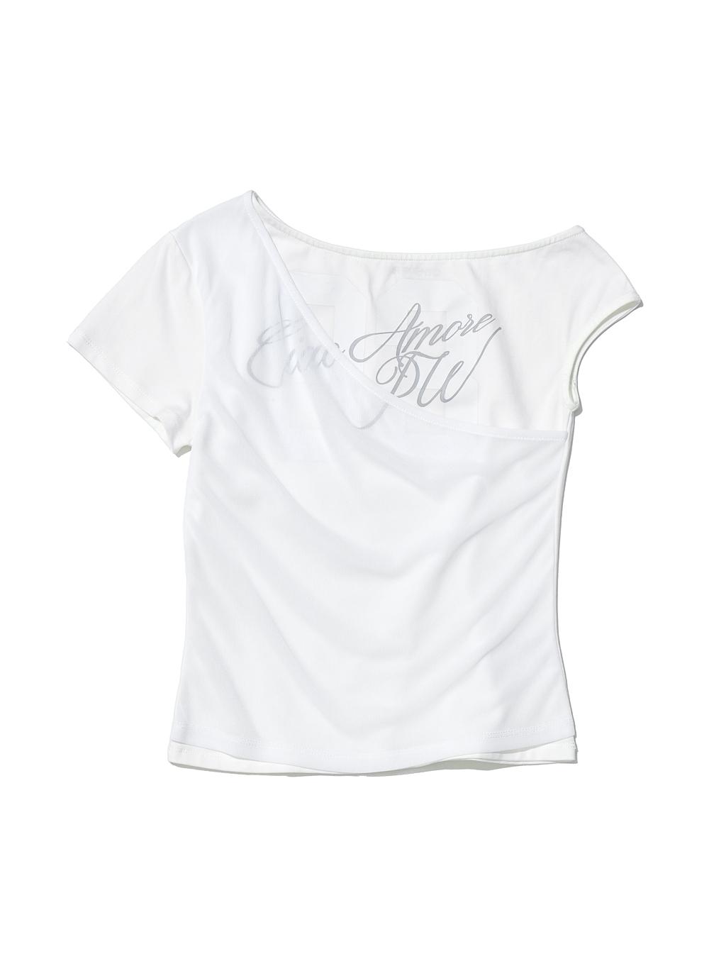 [WOMEN] NUMBERING UNBALANCED LAYER TOP_WHITE