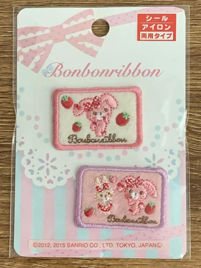 산리오 봉봉리본 딸기 스퀘어 스티커 와펜 2pcs 세트