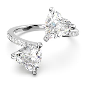 Attract Soul 링, 하트, 화이트, 로듐 플래팅