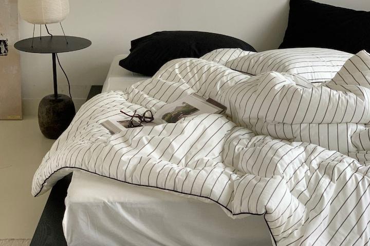 이안 스트라이프 순면 양면 차렵이불 SS/Q/K 4colors