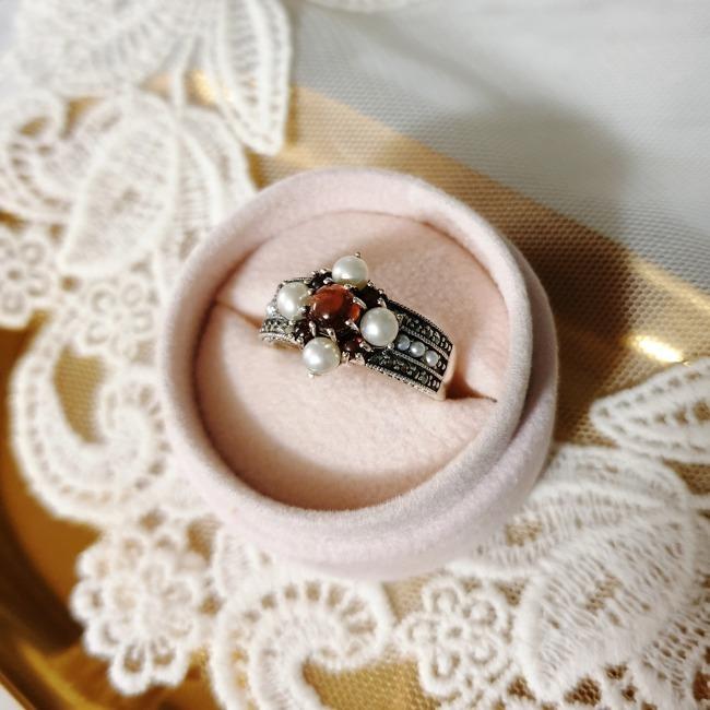 (수량하나) 특가 로쿠잔 가넷 오팔 반지, 가넷 진주 반지