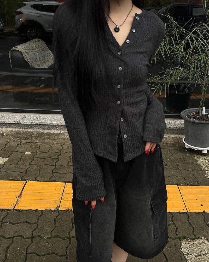 /주문문의폭주 쫀쫀 여리라인 단추카라버튼가디건