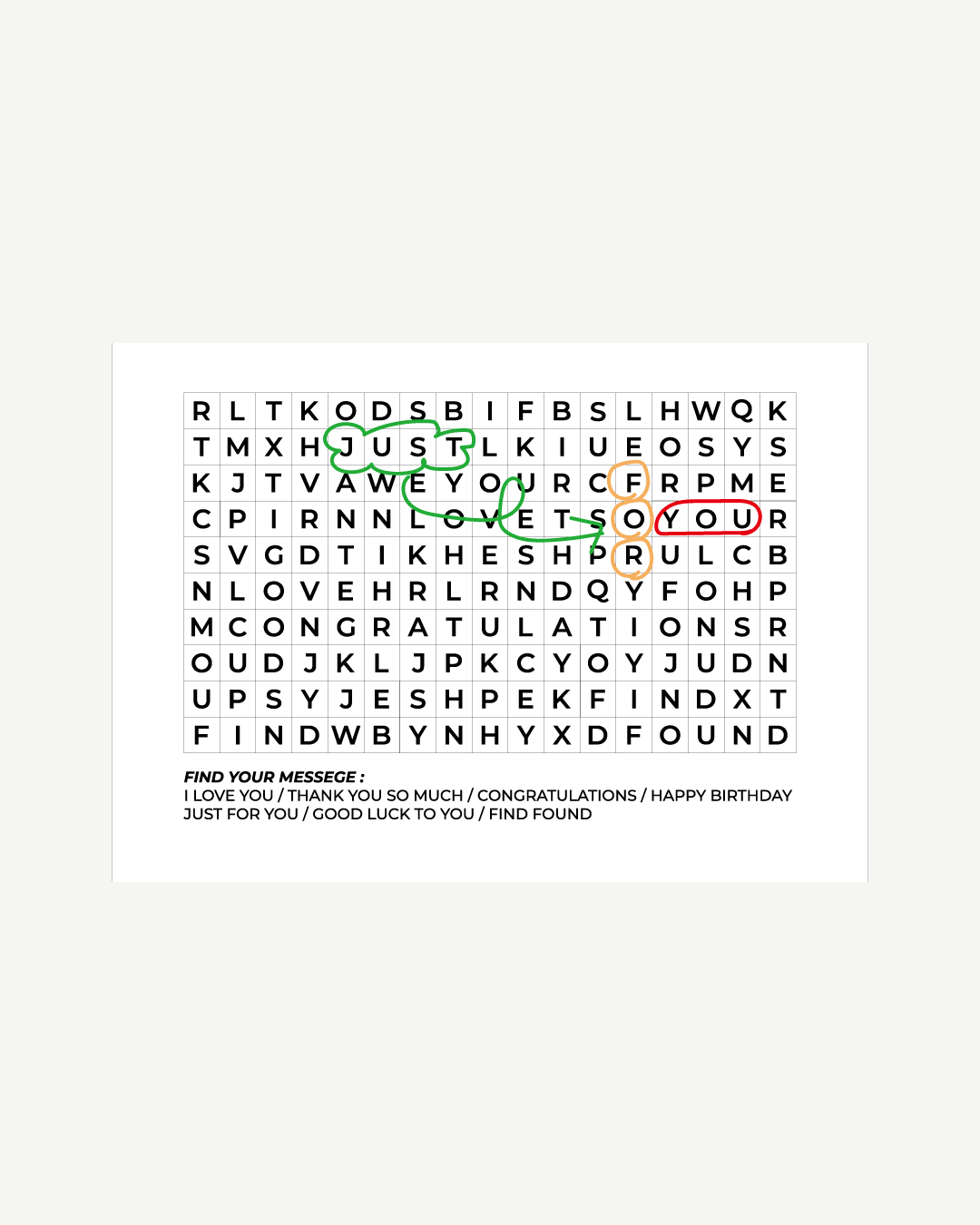 FIND FOUND | Message Puzzle Card