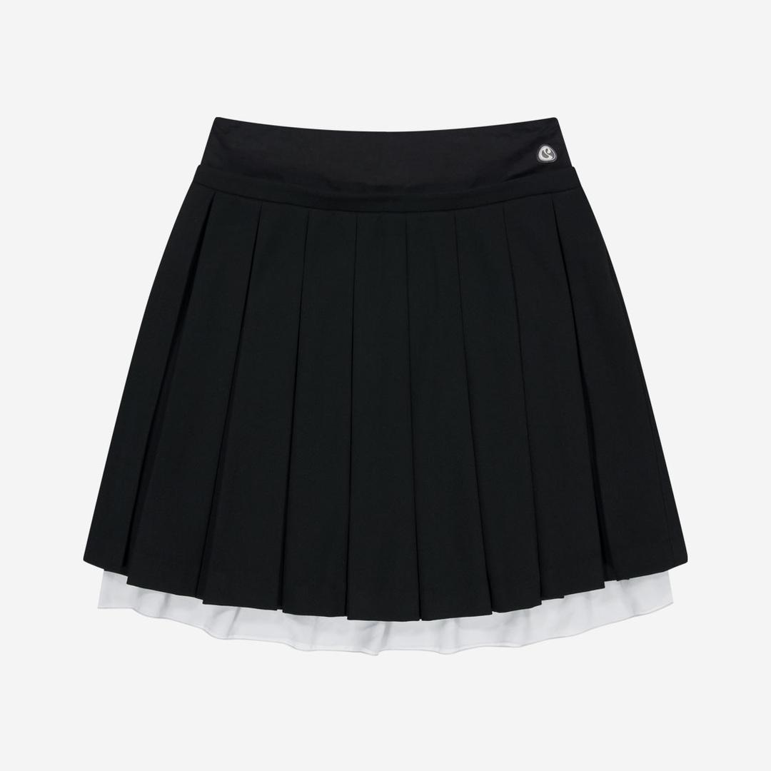 Coyseio Double Waisted Pleats Skirt Black