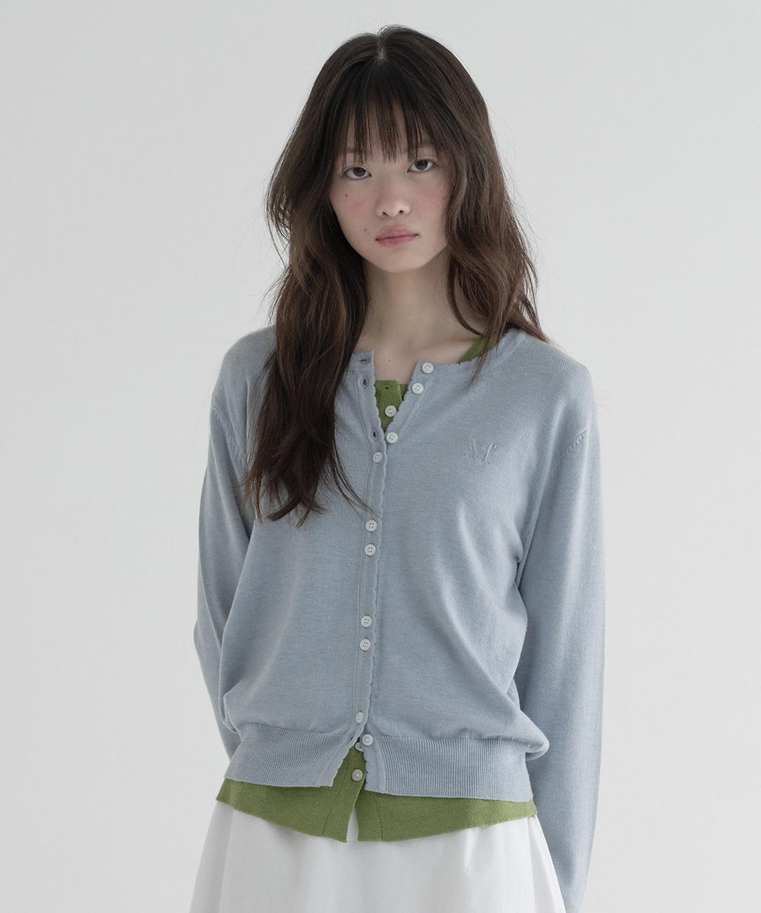 마가린핑거스 LOGO SCALLOP CARDIGAN (LIGHT BLUE)