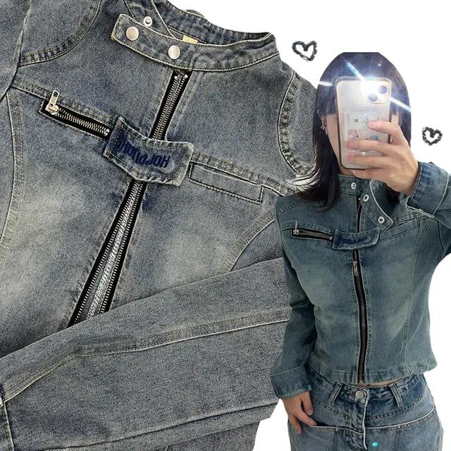 [전사이즈당일] 슬림 레이서 지퍼 데님 집업