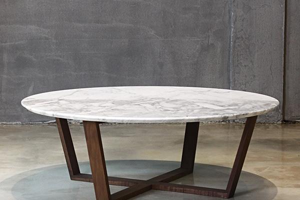 이태리 천연 대리석 월넛 원목 원형 인테리어 거실 소파 테이블 900 CL087