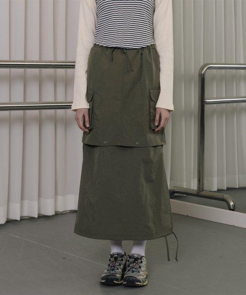 R TWO WAY CARGO SKIRT_KHAKI