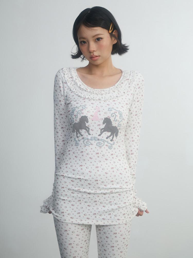 In two twos Vintage Floral Pony Basic Long Sleeve