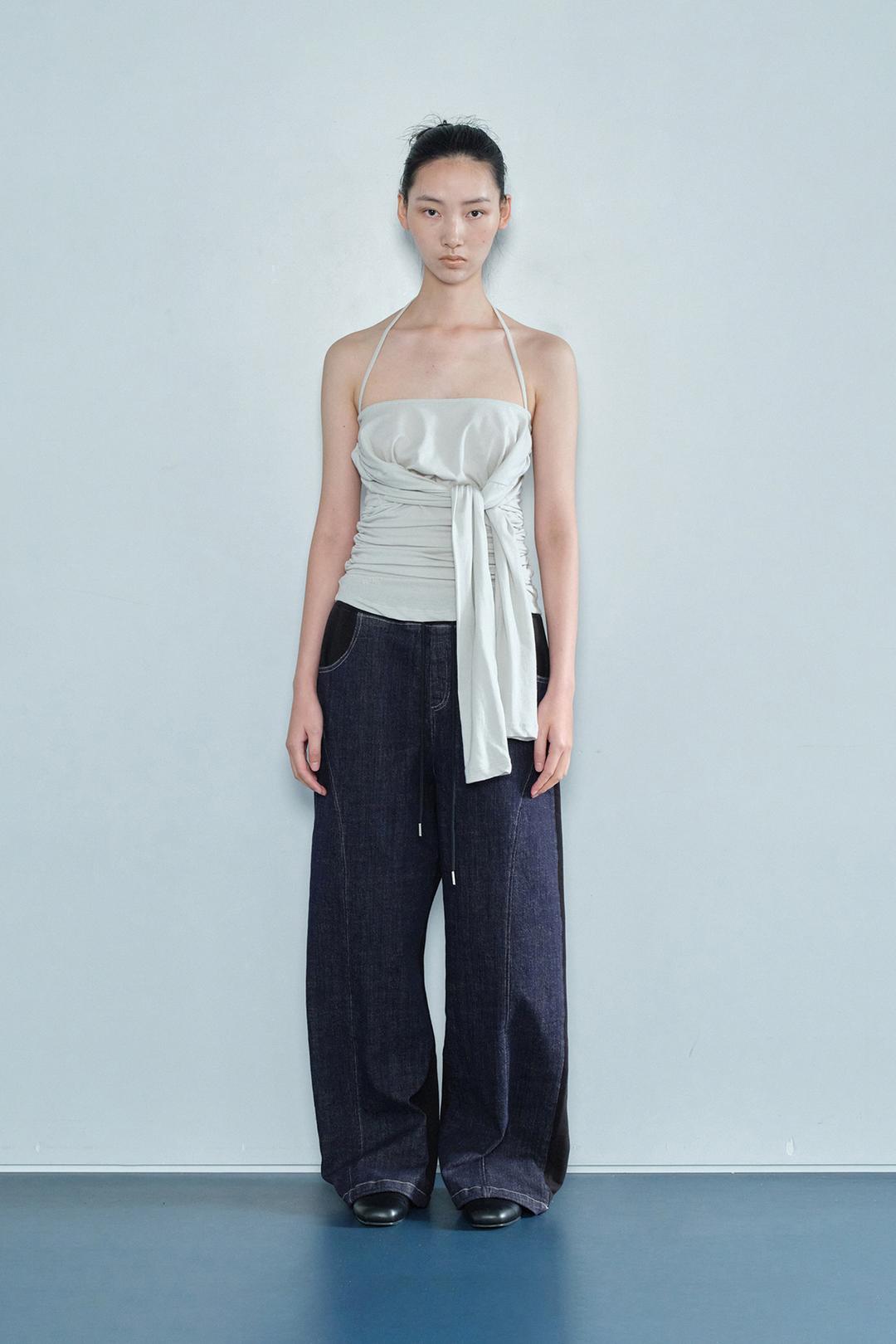 DENIM REVERSE PANTS / BLACK