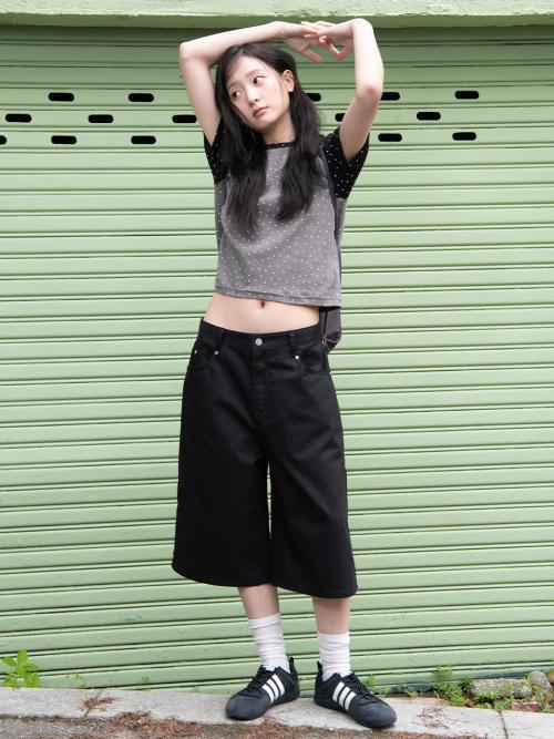 Oaf 로고 버뮤다 팬츠,블랙