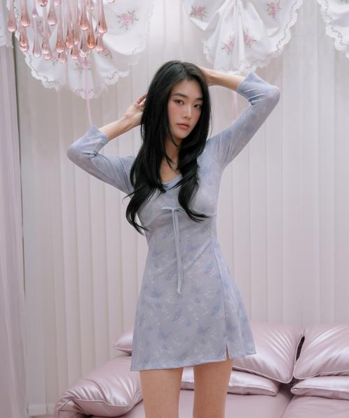 바스트라인 애프터눈 드레스(블루)