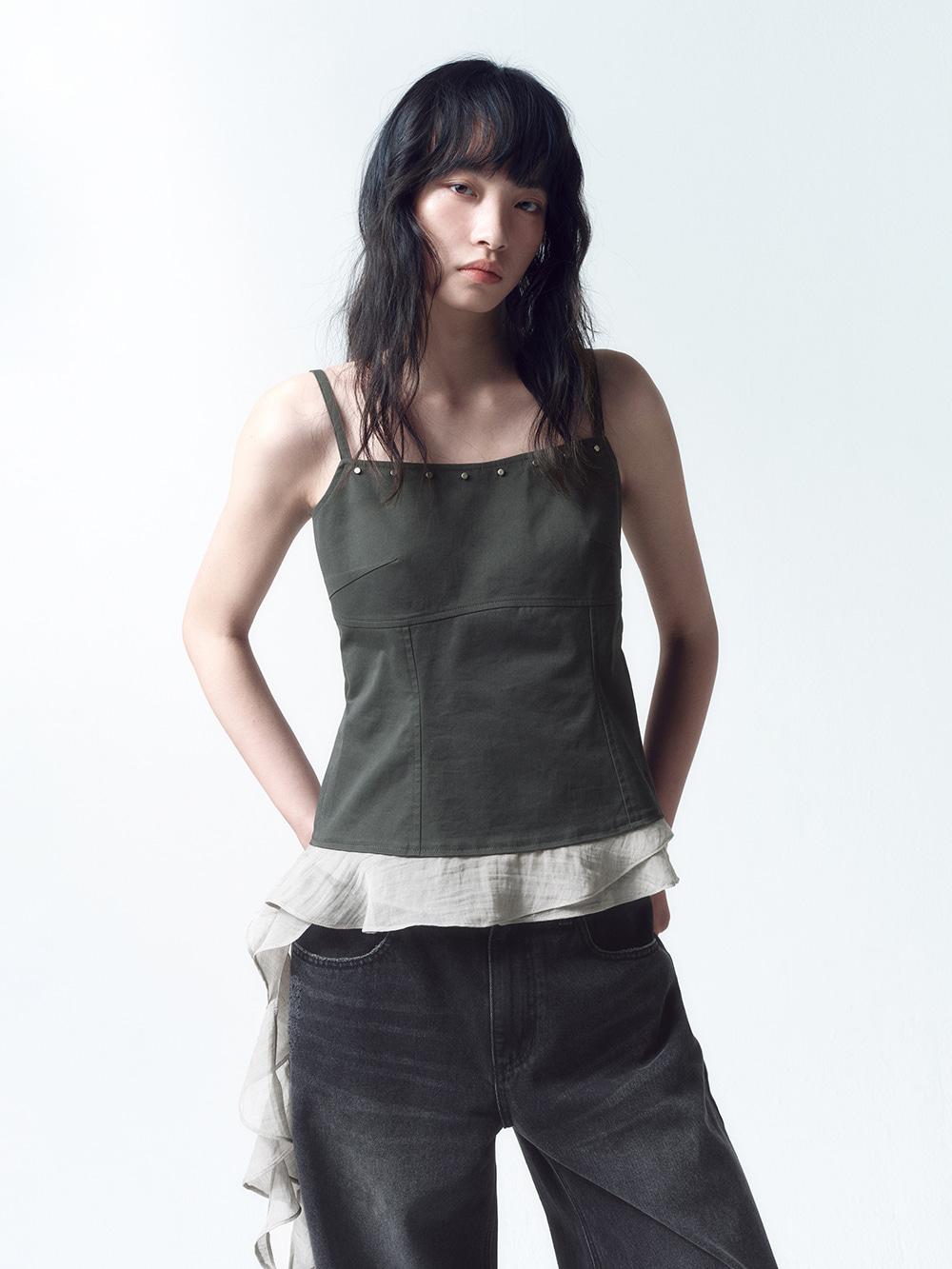 [예약발송] 스터드 러플 뷔스티에 CHARCOAL