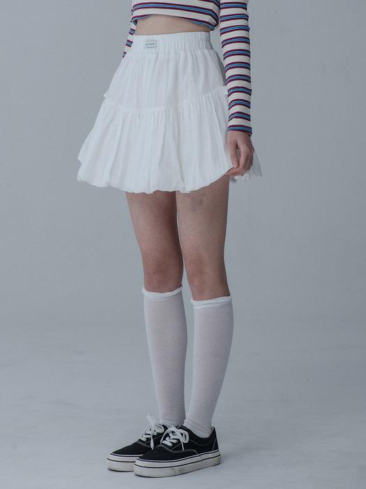 BALLOON RIBBON BANDING SKIRT PANTS_IVORY