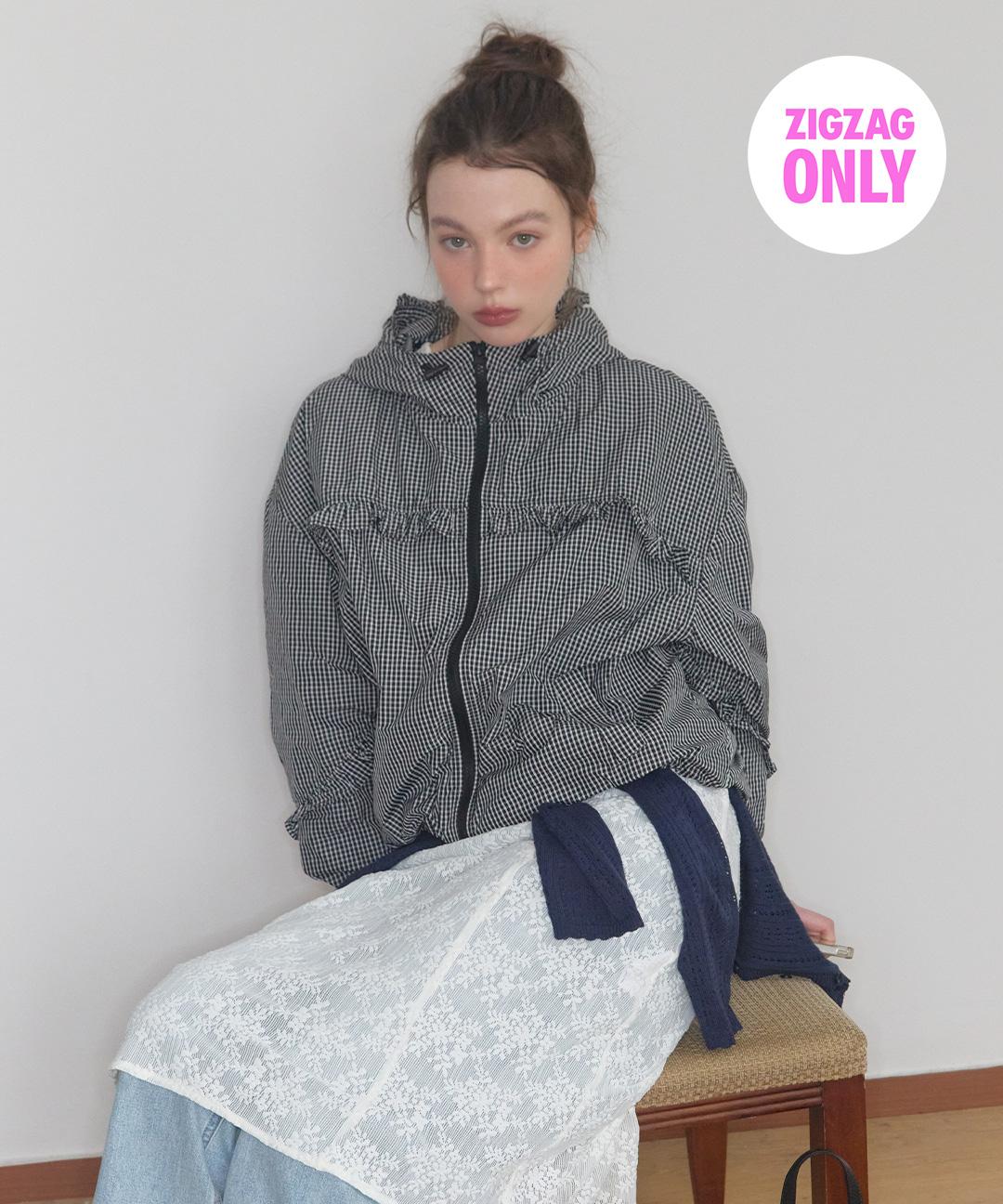 미쏘 [직잭단독🎀]체크 프릴 후드 점퍼_MIWJJG42PG