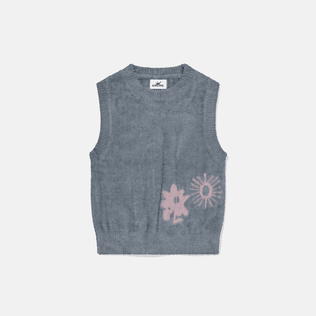 W Cali Shaggy Knit Vest Grey