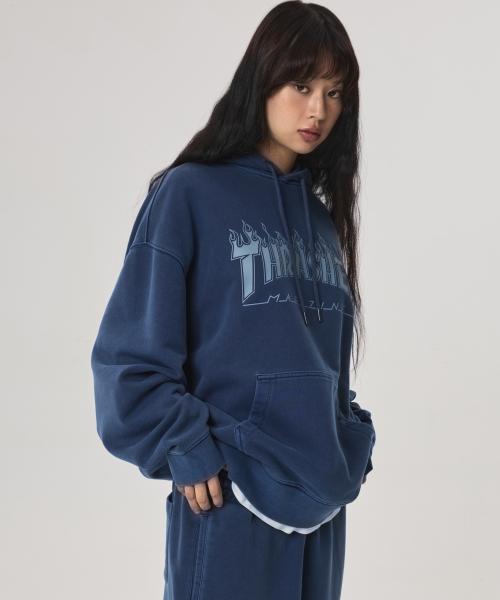 플레임 피그먼트 다잉 후디 네이비