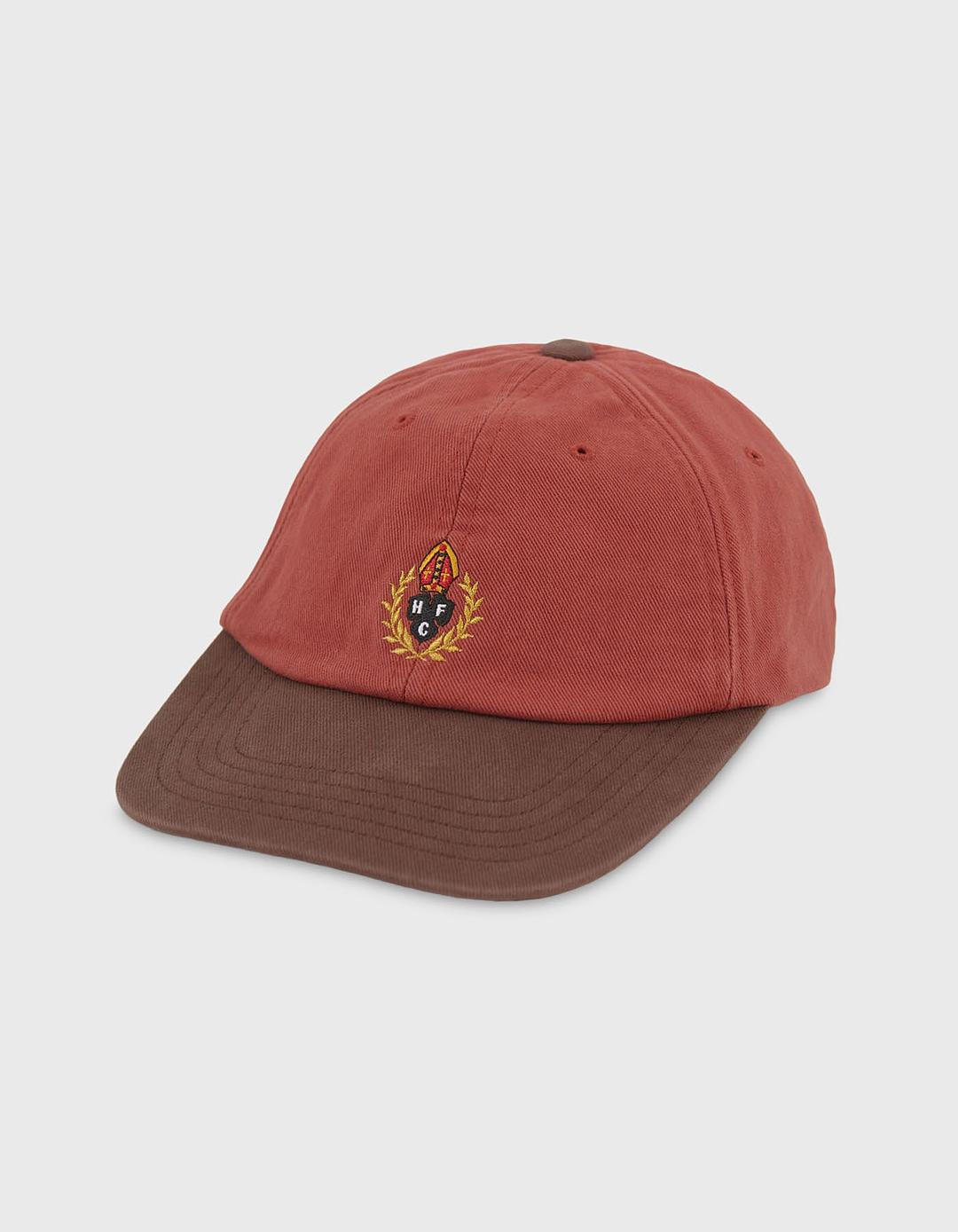 CREST WASHED 6 PANEL CAP / Red-Brown