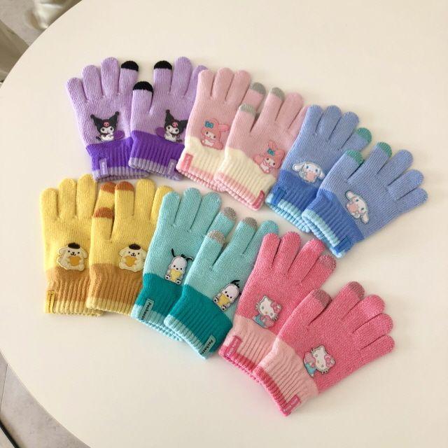 주문폭주 산리오 터치 장갑 마이멜로디 쿠로미 폼폼푸린 시나모롤 헬로키티 포챠코 니트
