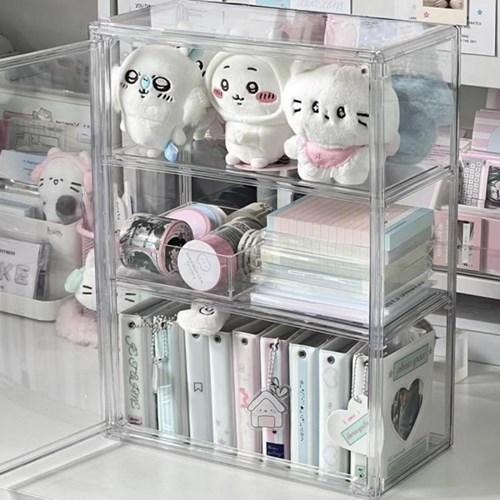 부착식 쇼윈도 보관함 무타공 아크릴 욕실 주방 선반 수납함 5types
