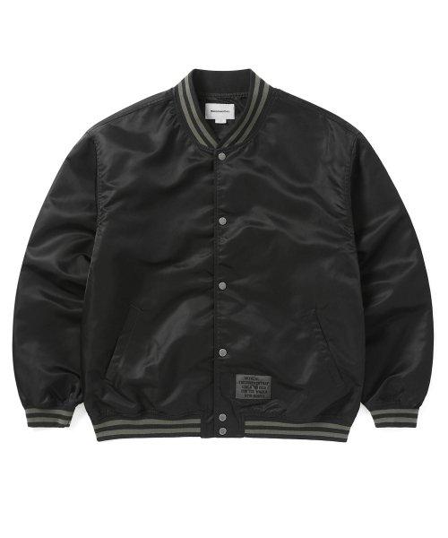 Satin Varsity Jacket Black