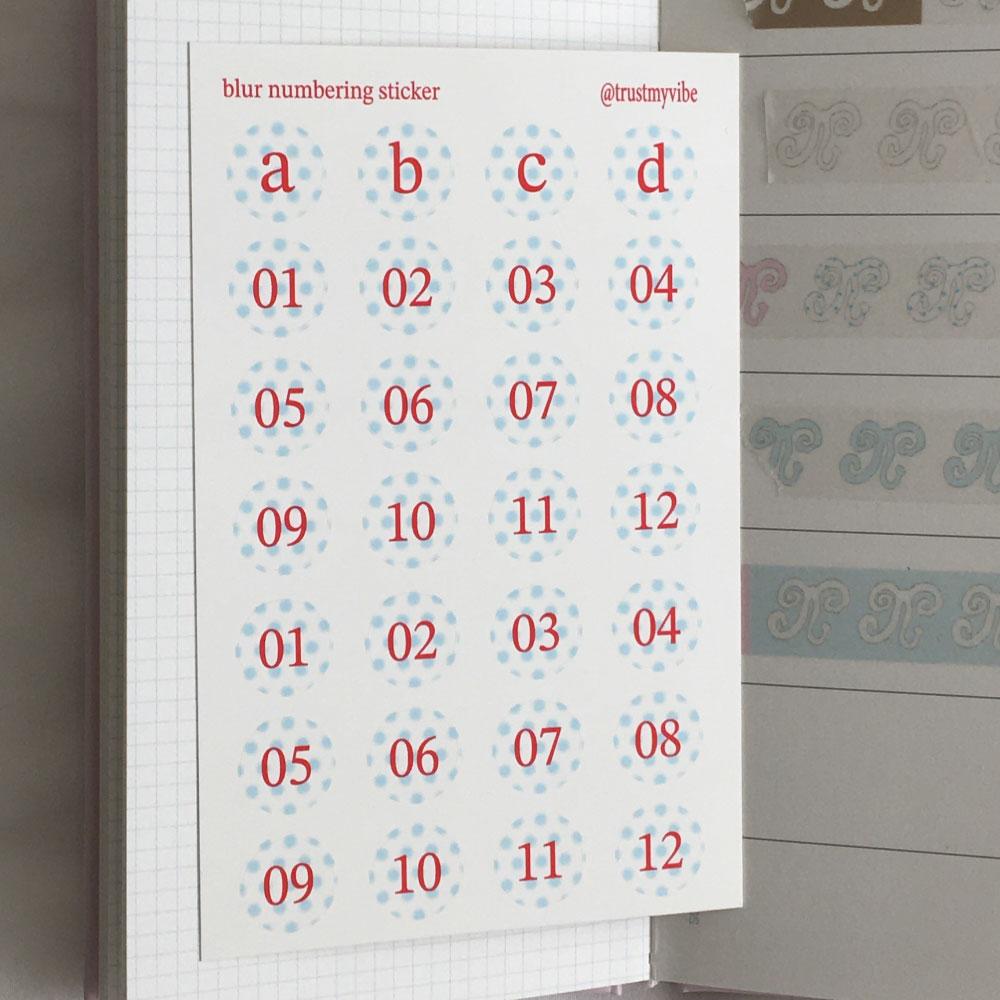 blur numbering sticker (blue)