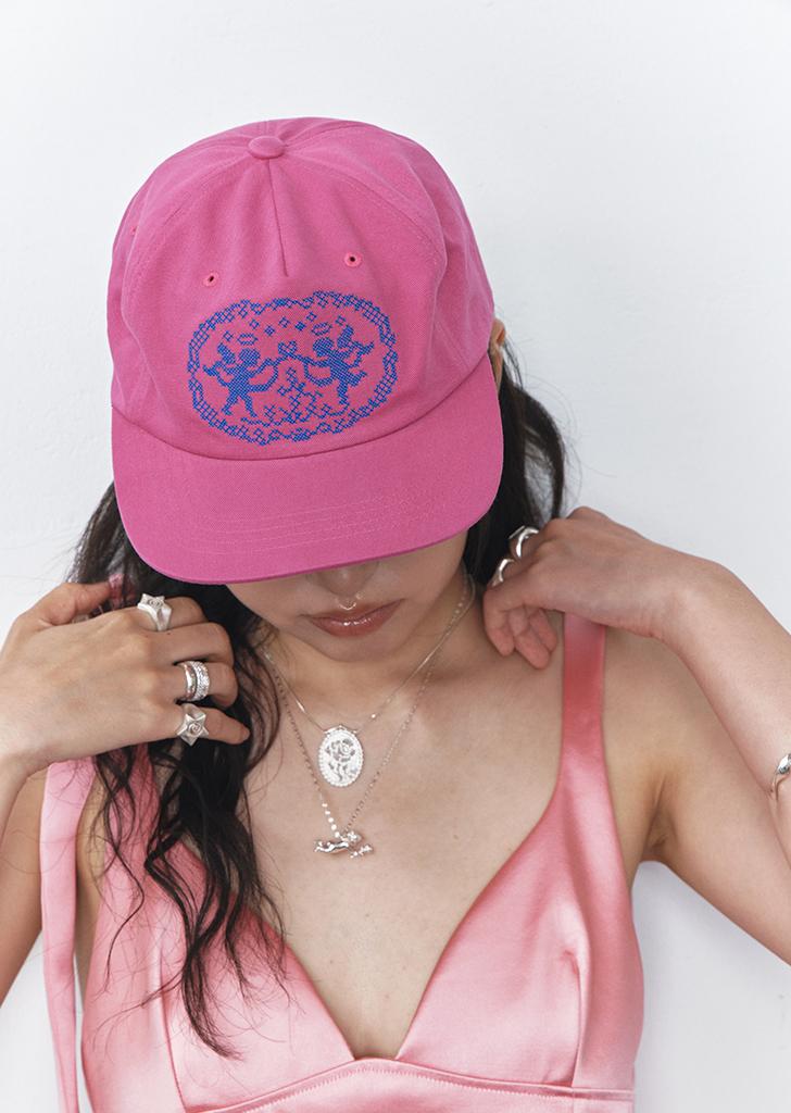 crochet angel cap pink