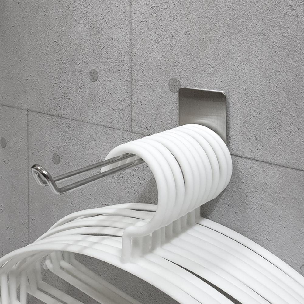 스텐 옷걸이거치대 정리대 바지 행거봉 보관 빨래집게 보관함 철제 부착형 벽옷걸이 수납