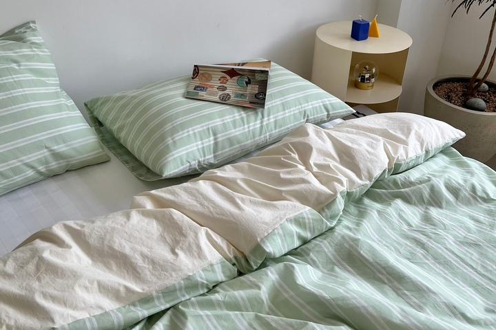 애플민트 스트라이프 60수 면100% 베개커버(2size)