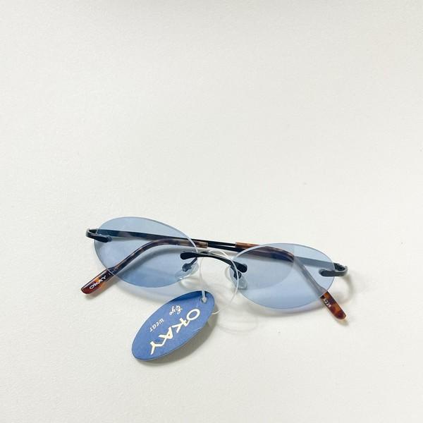 90S OKAY RIMLESS ROUND FRAME TINTED SUNGLASSES